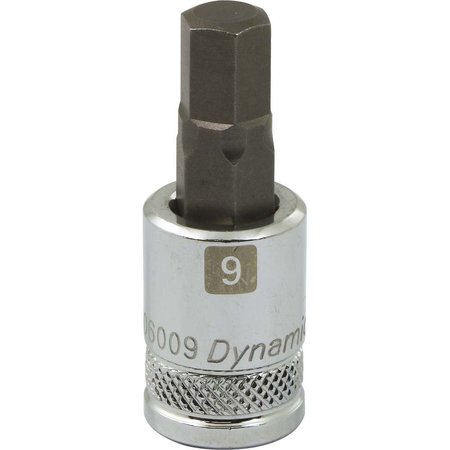 DYNAMIC Tools 3/8" Drive Metric Hex Head, 9mm Bit Std Length, Chrome Socket D006009
